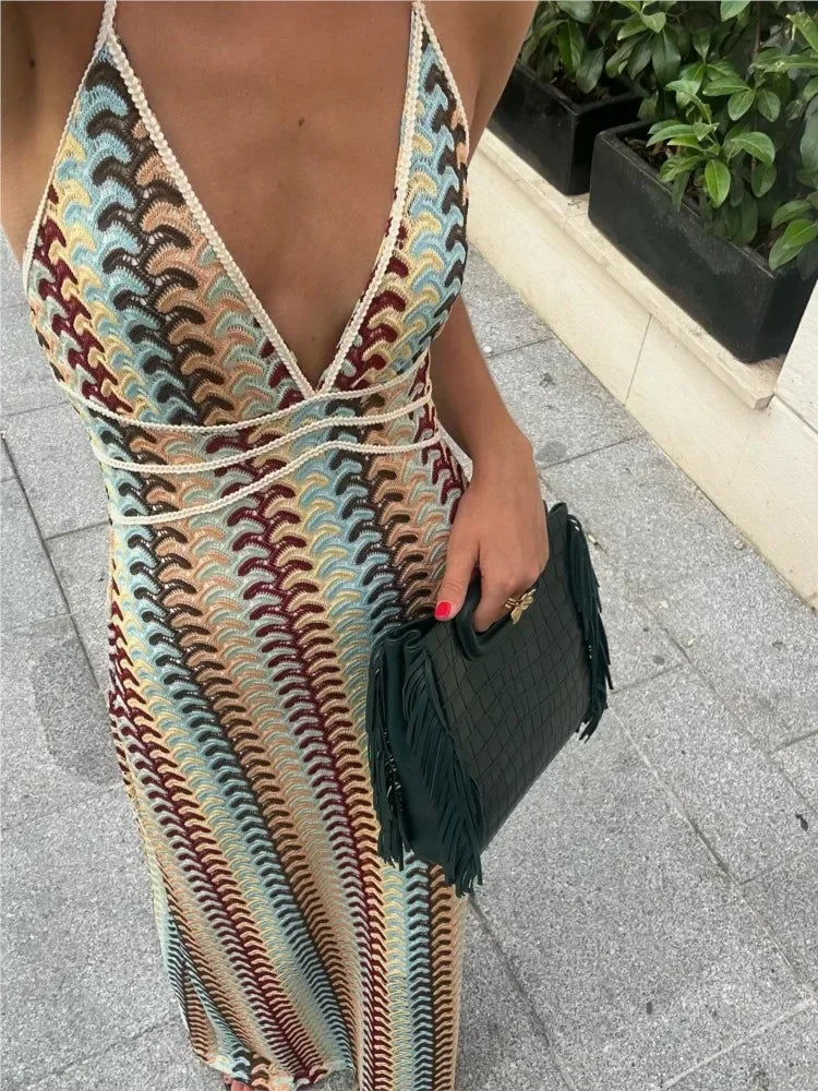 Tropical Glow Crochet Maxi – Vibrant Elegance in Motion