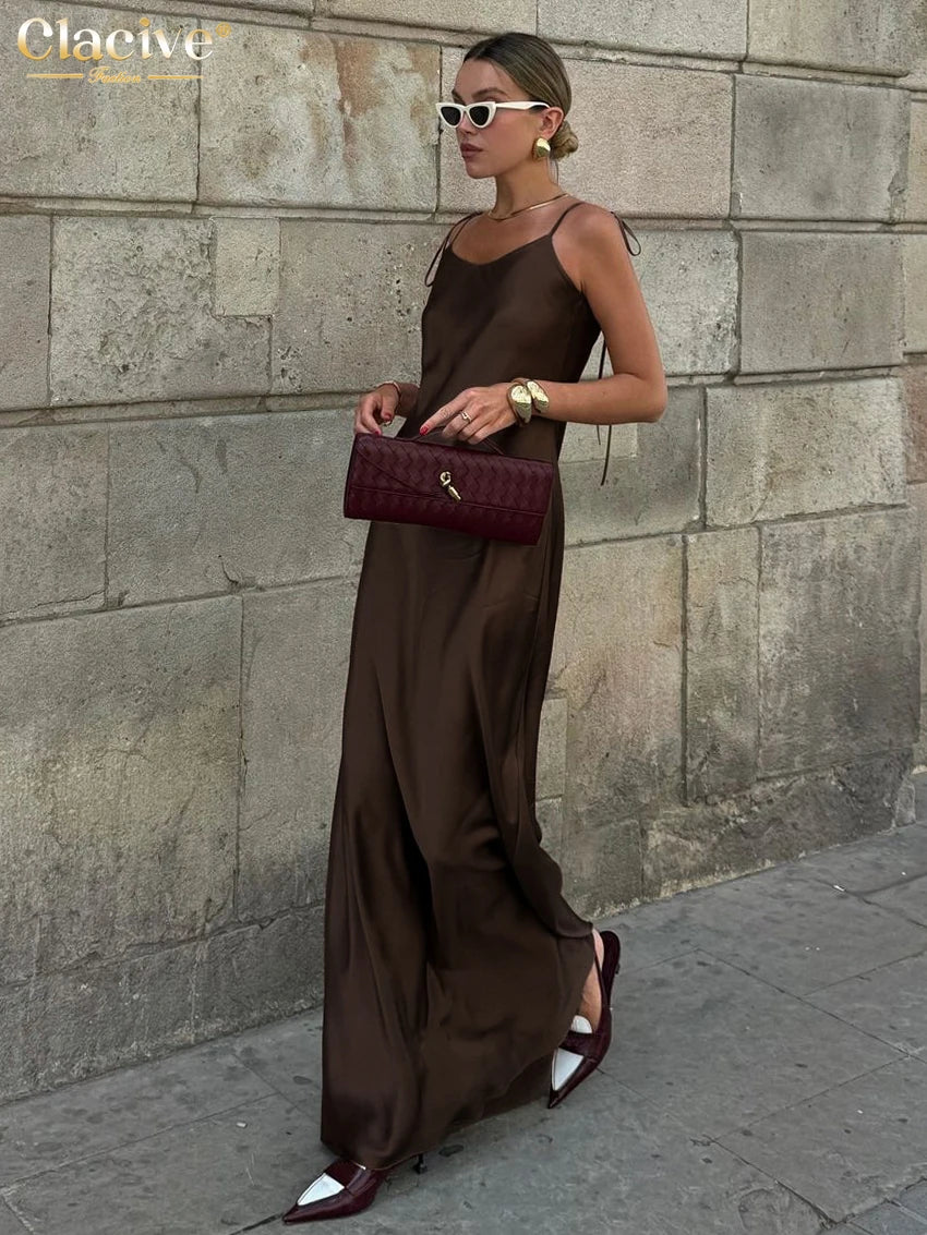 Classy Allure Satin Maxi – Backless Elegance in Motion