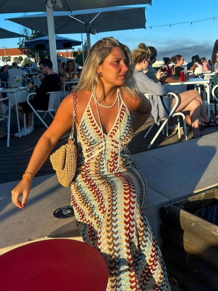 Tropical Glow Crochet Maxi – Vibrant Elegance in Motion