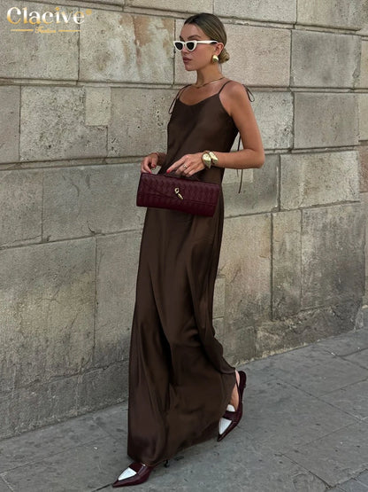 Classy Allure Satin Maxi – Backless Elegance in Motion