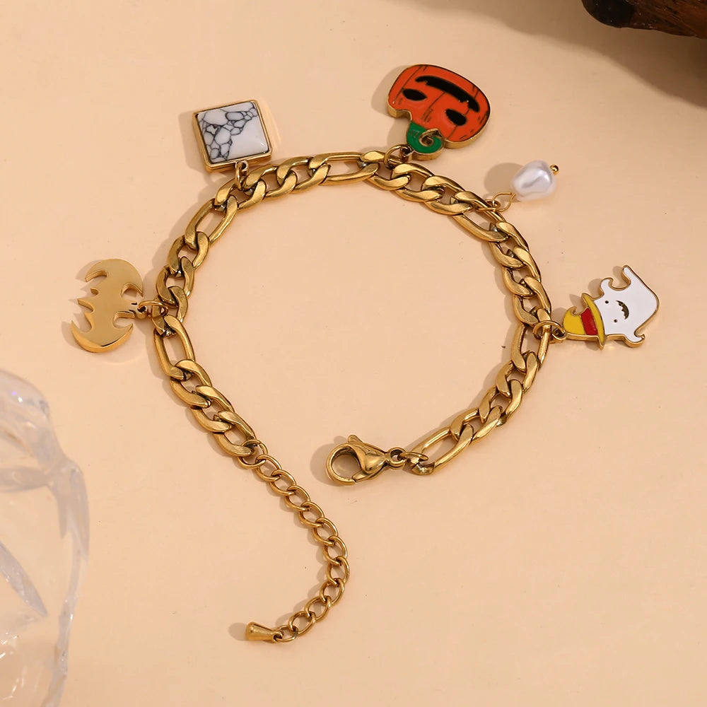 New Halloween Pumpkin Ghost Bracelet 18K Gold