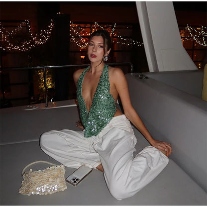 Mermaid Daze Sequin Mini – Backless Glow & Coastal Glam