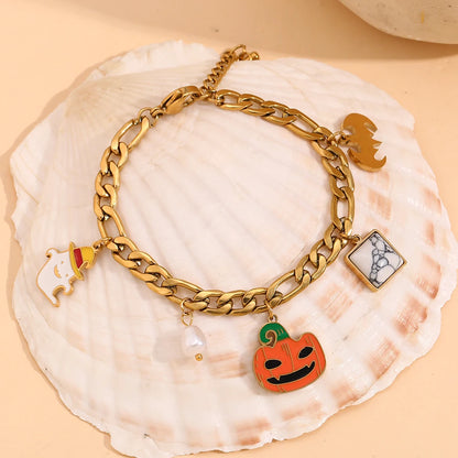 New Halloween Pumpkin Ghost Bracelet 18K Gold